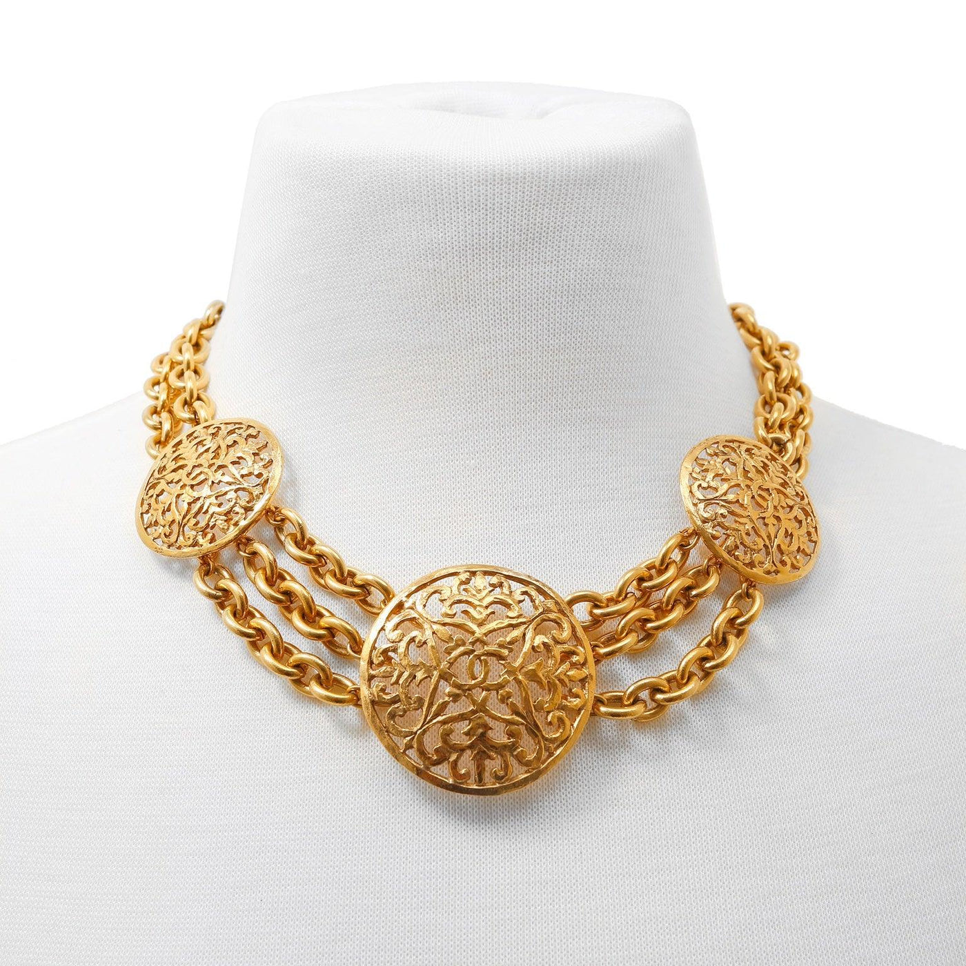 Chanel Gold CC Discs Multi Chain Choker - Only Authentics