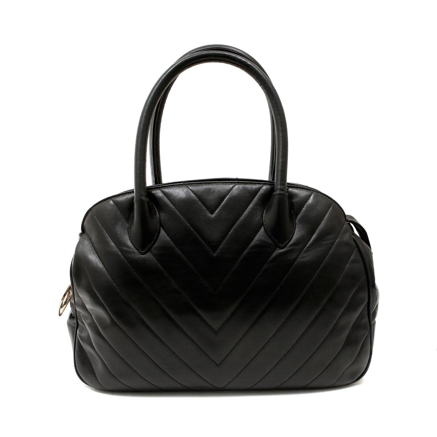 Chanel Black Chevron Leather Vintage Day Bag - Only Authentics