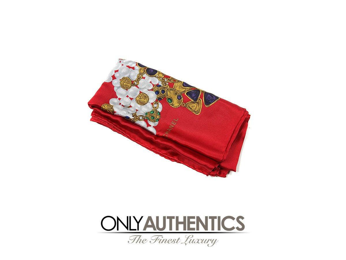 Chanel Red Silk Gripoix Scarf - Only Authentics