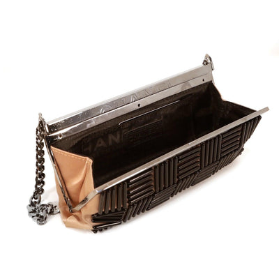 Chanel Beige Satin Applique Frame Bag - Only Authentics