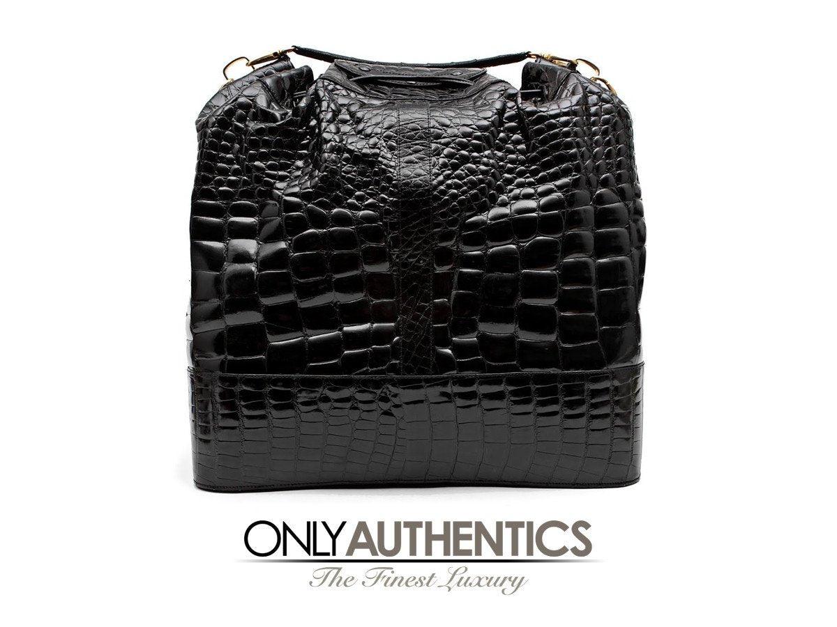 バッグ aniary Tote Bag Crocodile Vintage Y2k Giovanni Borri Black Porosus Crocodile XL Vintage Travel Bag