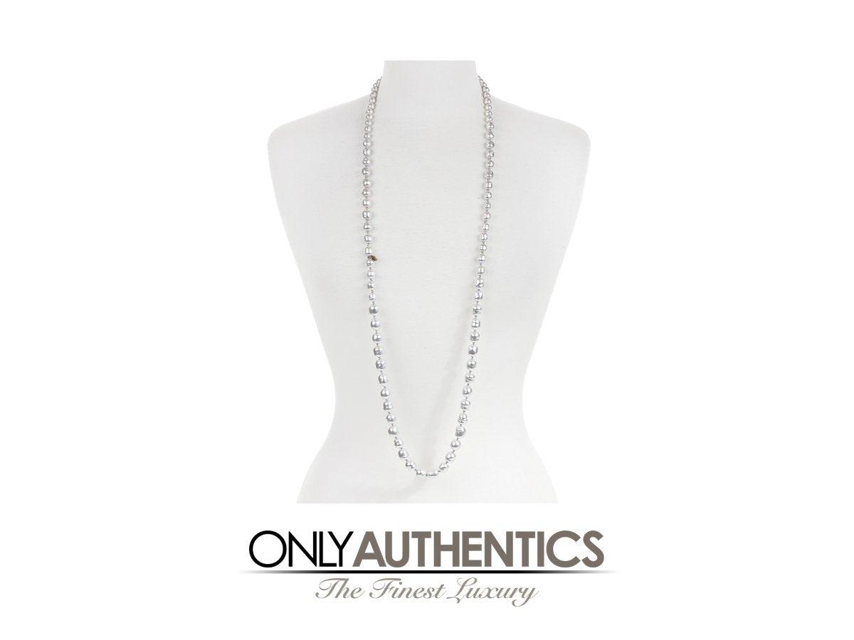 Chanel Silver Pearl Long Necklace - Only Authentics