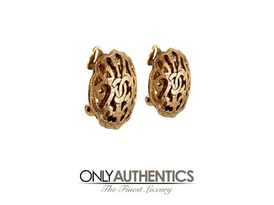 Chanel Gold CC Ornate Cut Out Earrings - Only Authentics