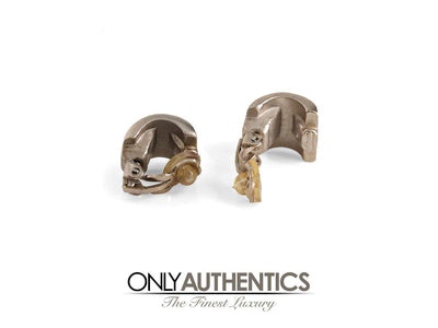 Chanel Silver and Mother of Pearl Huggie Earrings - Only Authentics