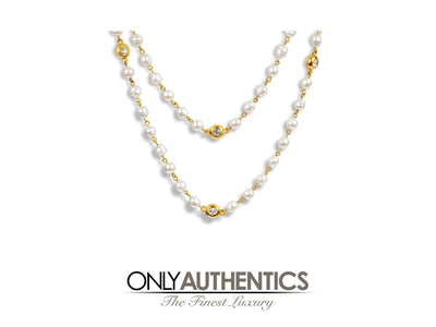 Chanel Pearl and Gold Extra Long Necklace - Only Authentics