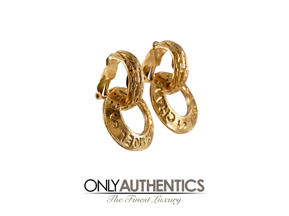 Chanel Gold Hoop Drop Earrings - Only Authentics