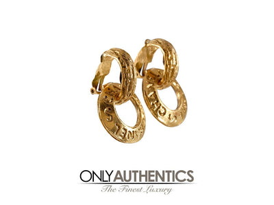 Chanel Gold Hoop Drop Earrings - Only Authentics