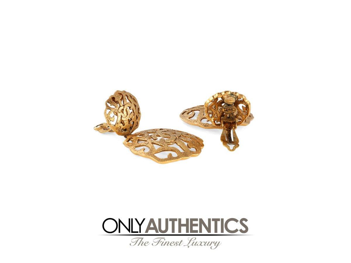 Chanel Gold CC Laser Cut Earrings - Only Authentics