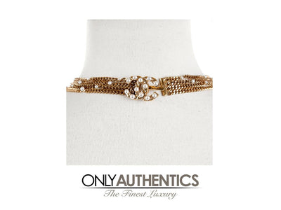 Chanel Gold Multi Layered Chain and Pearl Necklace - Only Authentics