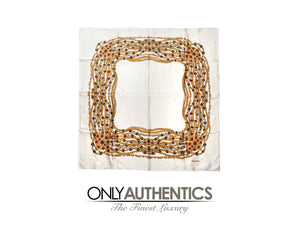 Chanel White Gripoix Chains Silk Scarf - Only Authentics