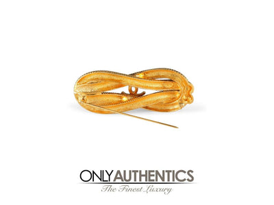 Chanel Gold Knotted Snake Chain Brooch - Only Authentics