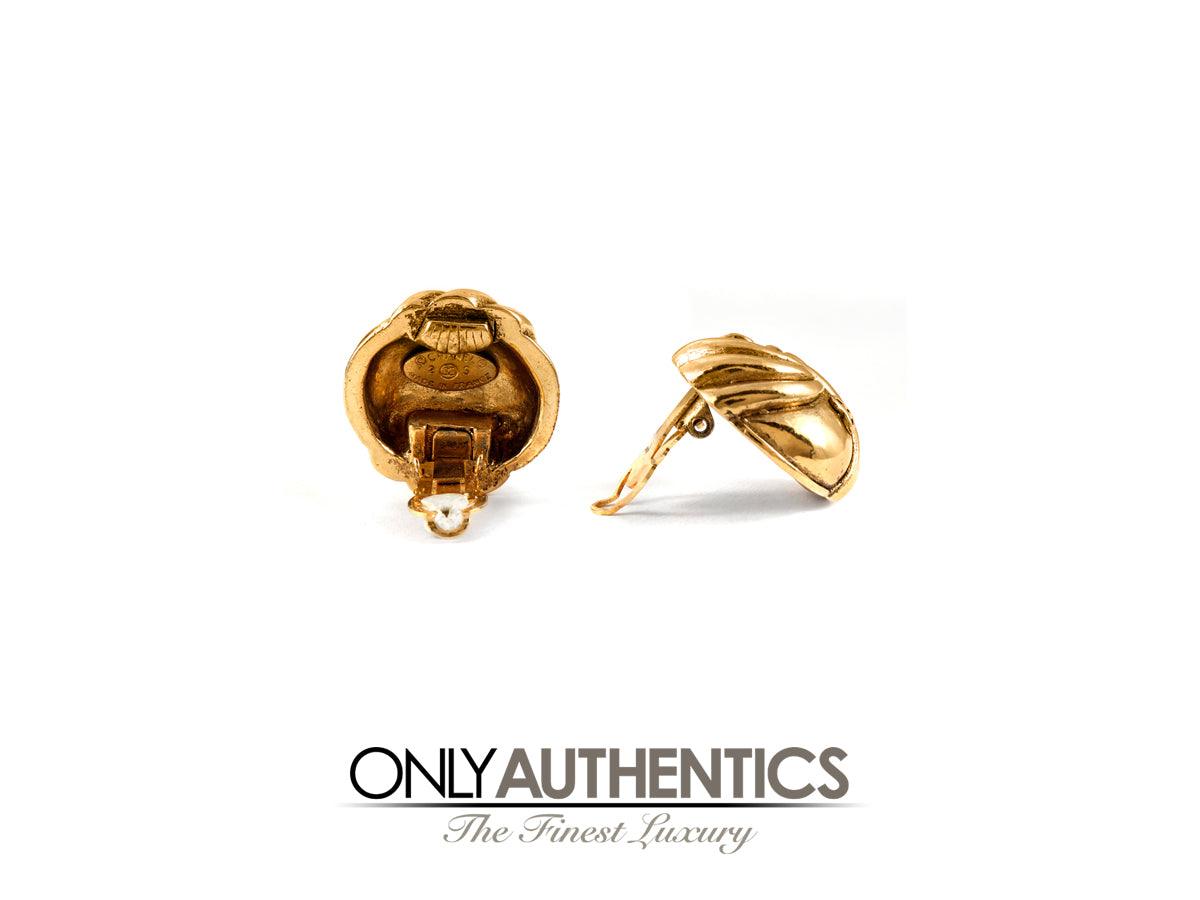 Chanel Gold CC Swirled Button Earrings - Only Authentics