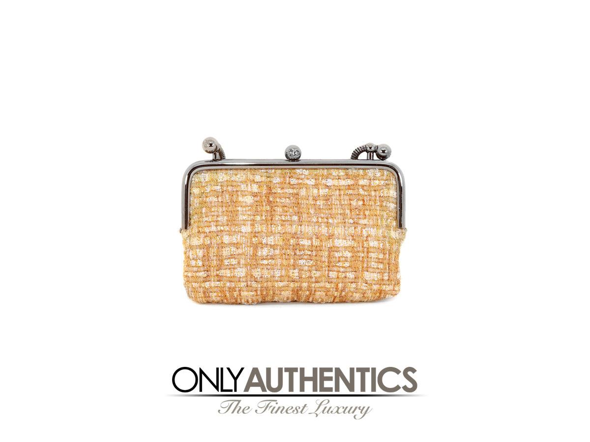 Chanel Gold Tweed Couture Collection Mini Clutch with Chain - Only Authentics