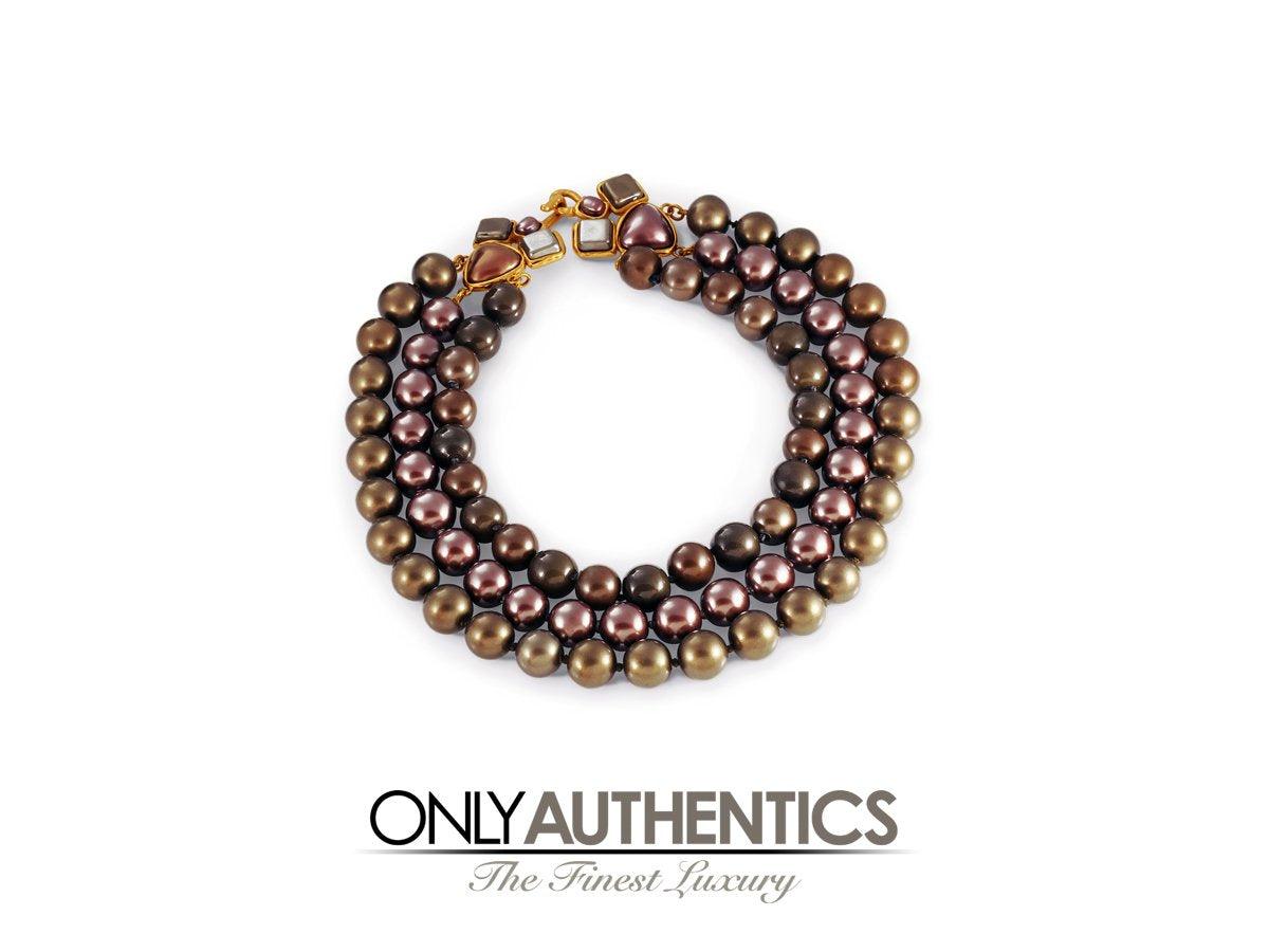 Chanel Tri Color Triple Row Necklace - Only Authentics