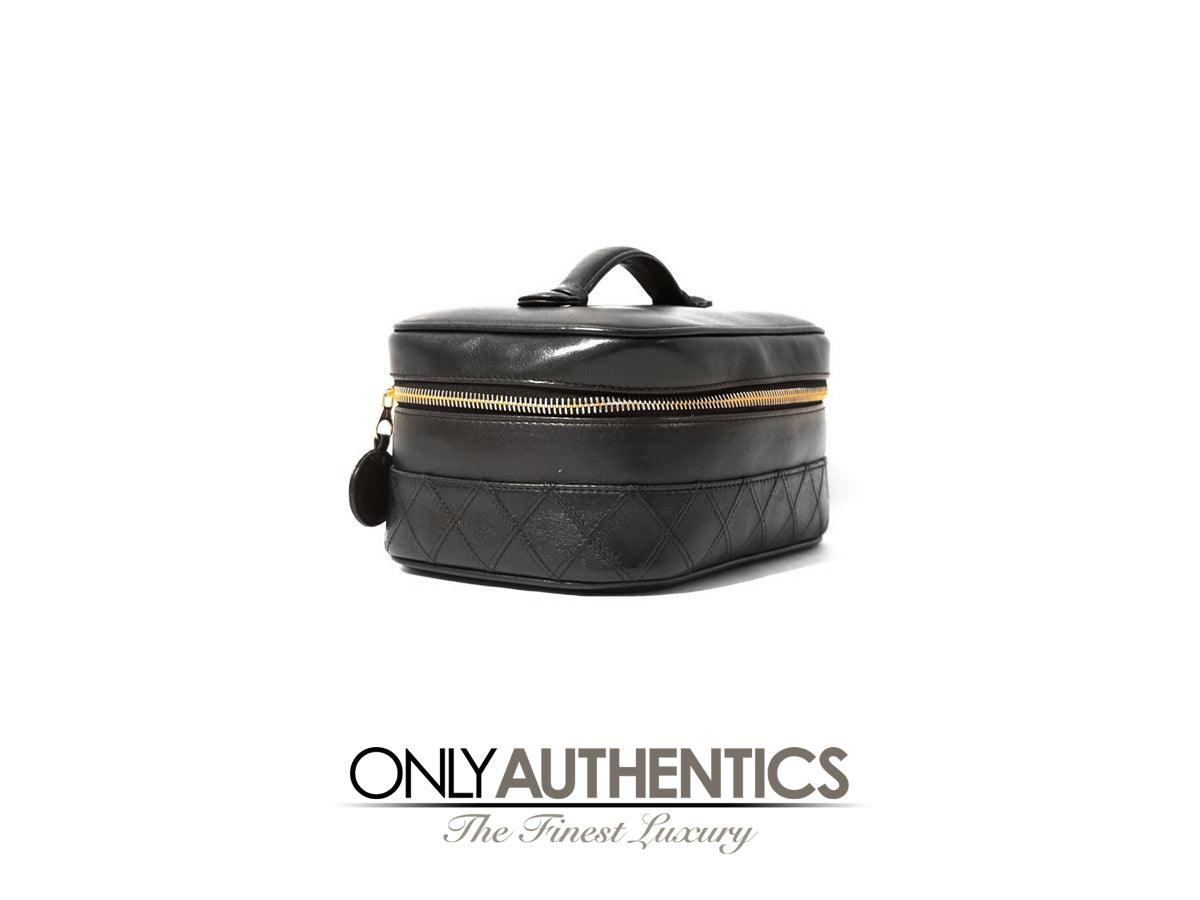 Chanel Vintage Black Leather Vanity Case - Only Authentics