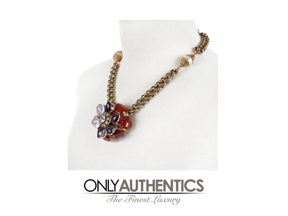 Chanel Gripoix Camellia Pendant Necklace - Only Authentics