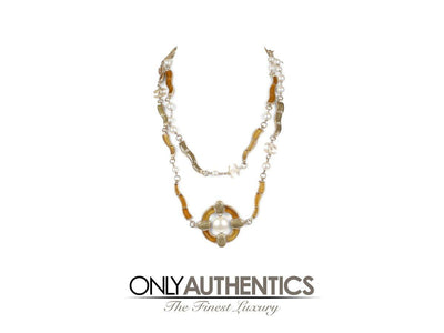 Chanel Gold Gripoix with Pearl Sautoir Runway Necklace - Only Authentics