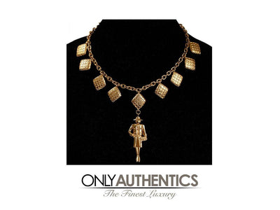 Chanel Gold Coco Pendant Necklace with Quilted Charms - Only Authentics