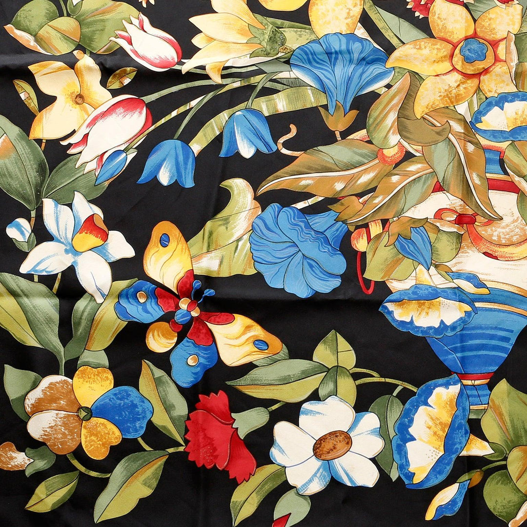 Sachi　CHANEL カラフルフラワースカーフ Chanel Black Floral Butterflies Silk Scarf – Only Authentics