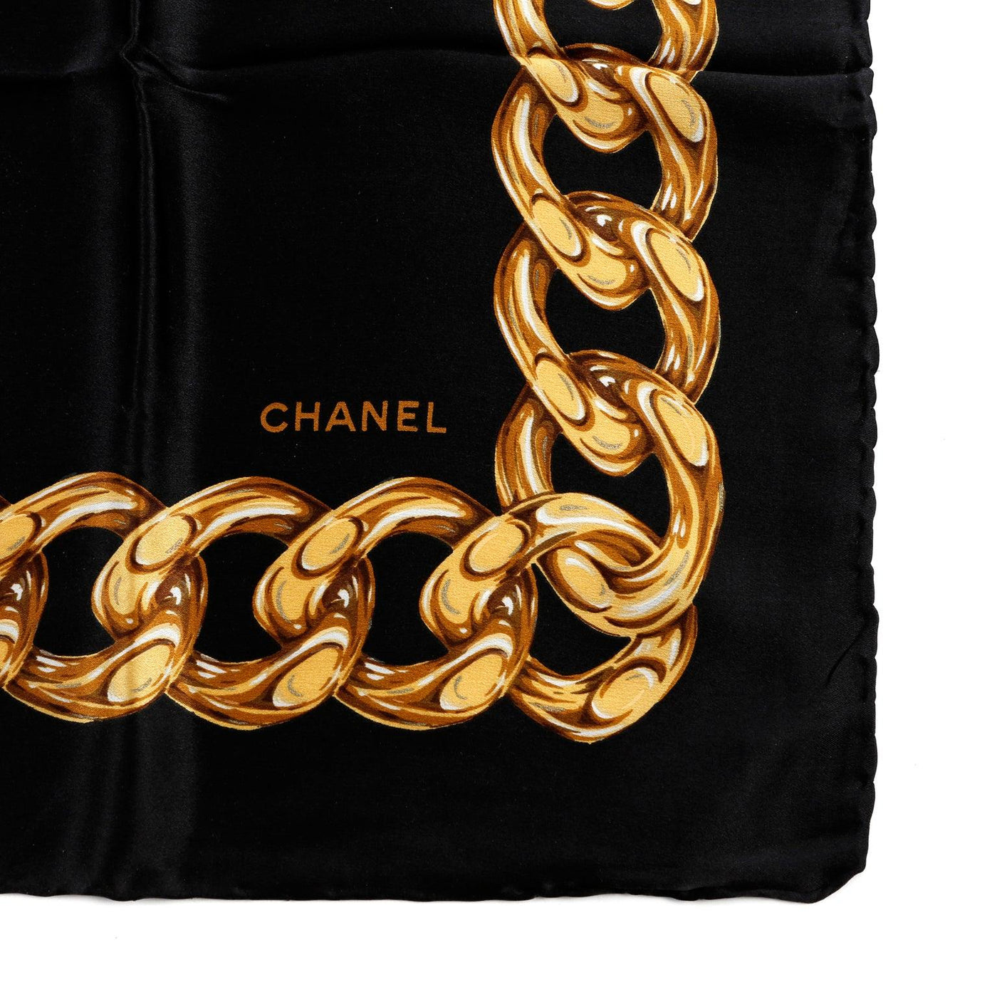 Chanel Black CC Floral Chain Frame Scarf - Only Authentics