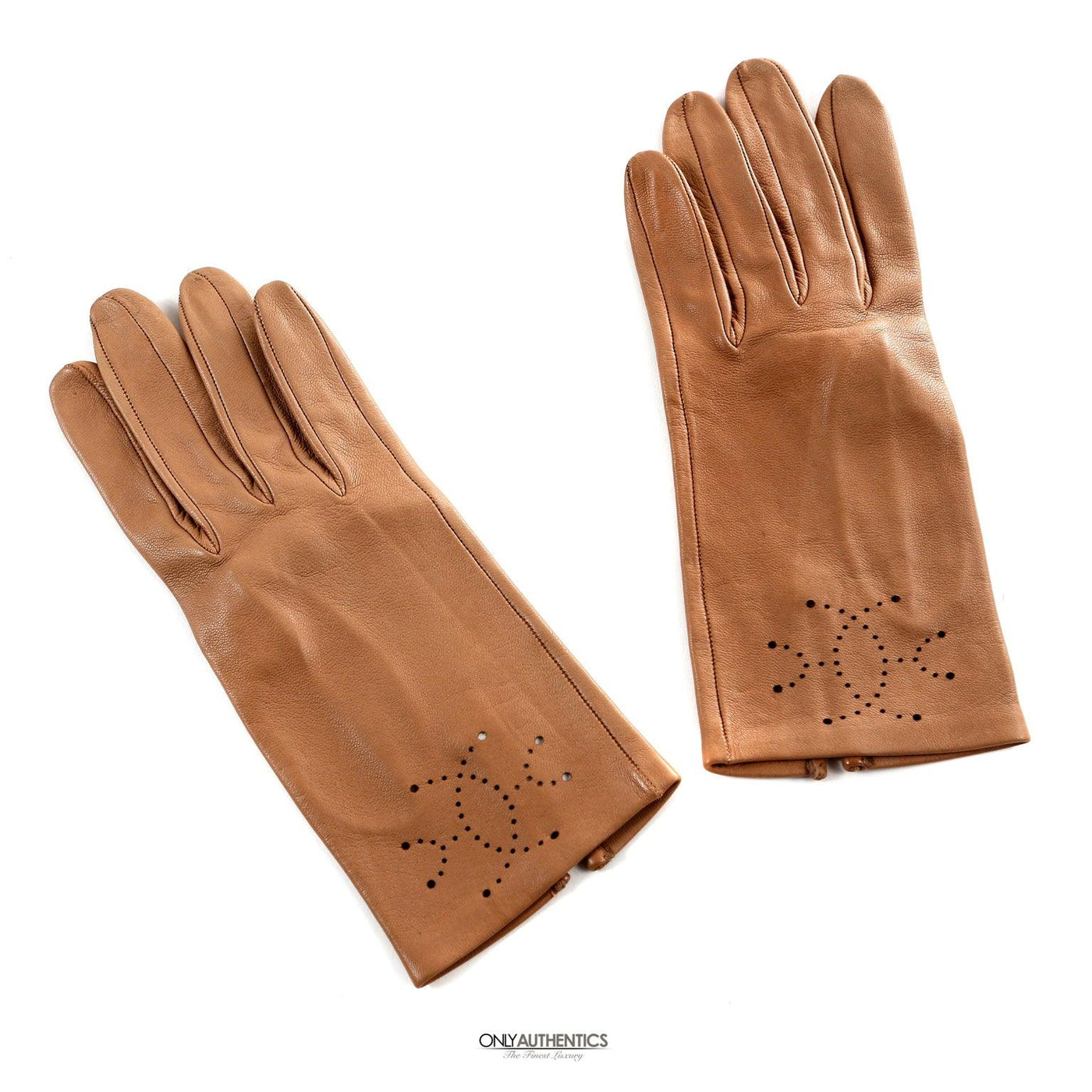 Hermès Gold Leather Eclipse Gloves size 6.5 - Only Authentics