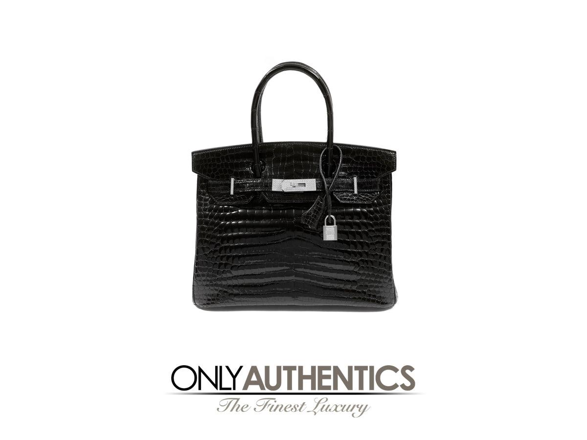 Hermès 30cm Black Crocodile Diamond Encrusted Birkin Bag - Only Authentics