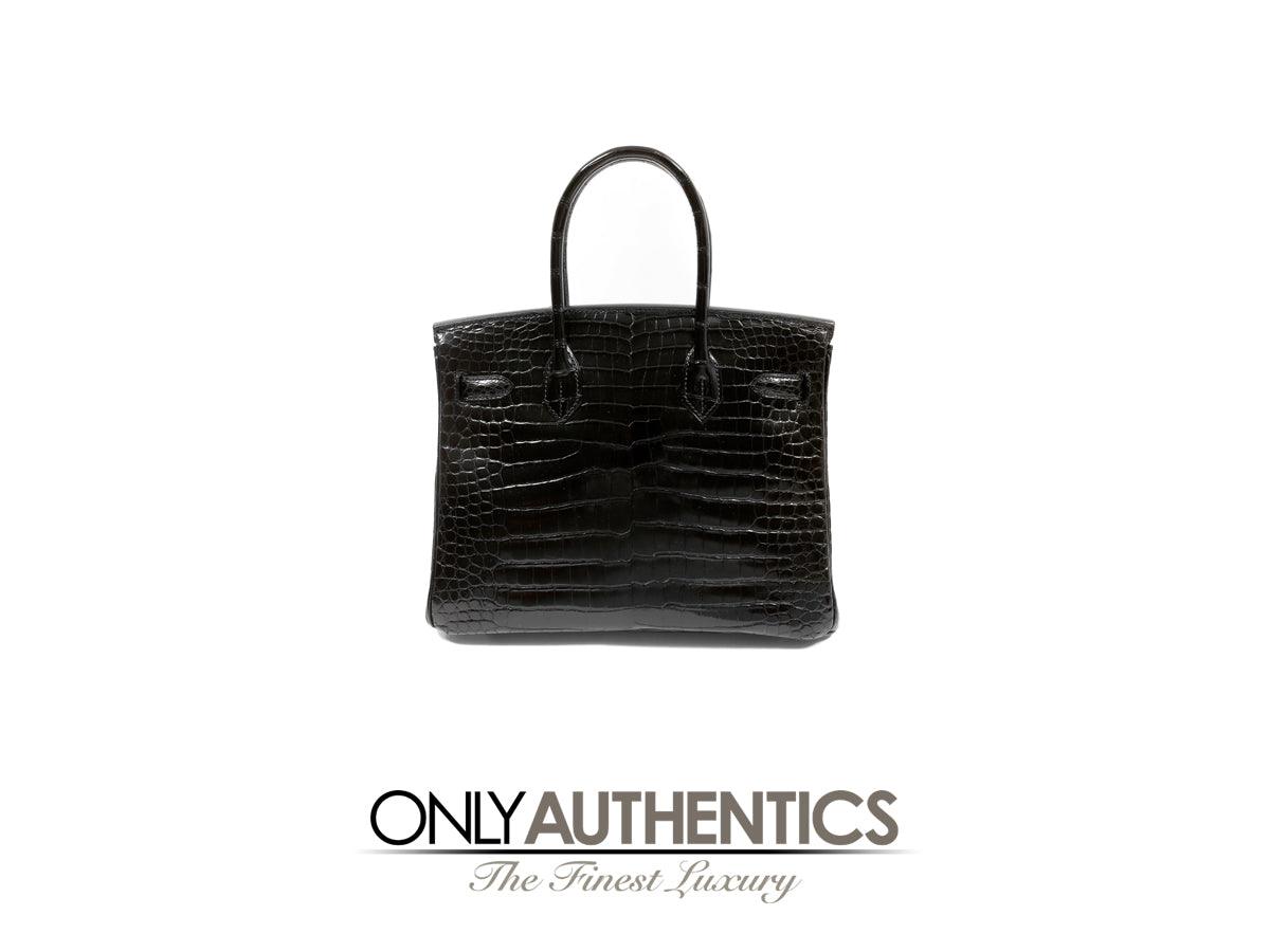 Hermès 30cm Black Crocodile Diamond Encrusted Birkin Bag - Only Authentics