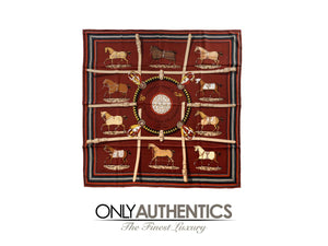 Hermès Burgundy Couvertures et Tenues de Jour Silk Scarf - Only Authentics