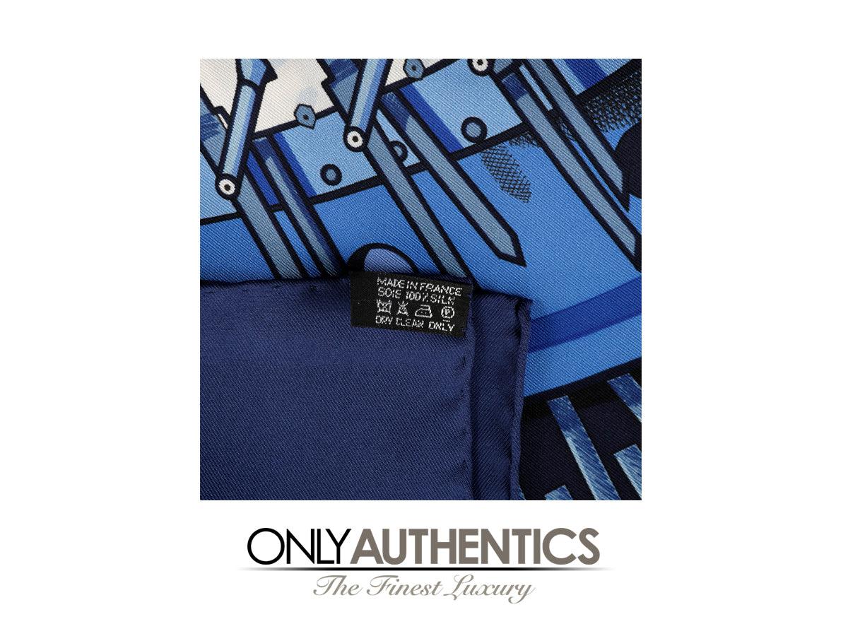 Hermès Blue Silk Alternateur Scarf - Only Authentics