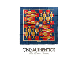 Hermès Blue Silk Chessboard Scarf - Only Authentics