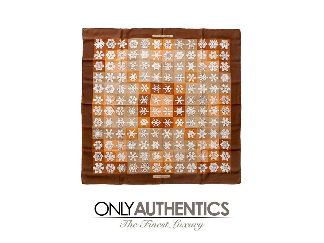 【正規品】 de Feux Silk Brown Hermès L'hiver Authentics Only – Scarf 小物