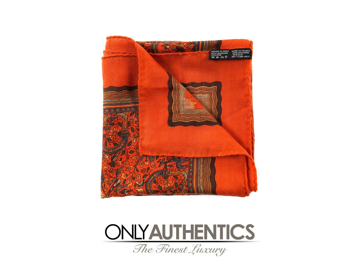 Hermès Orange Les Jardins d’Armenie Cashmere and Silk Scarf - Only Authentics