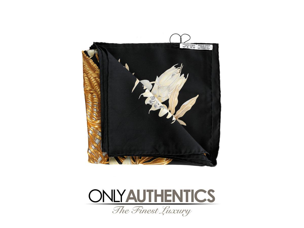 Hermès Black Passiflores Silk Scarf - Only Authentics