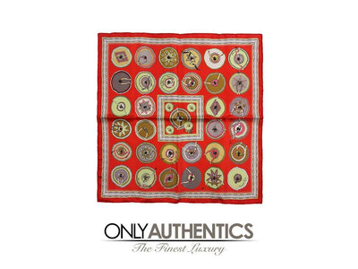 Hermès Red Belles du Mexique Silk Pochette Pocket Square - Only Authentics