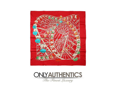 Hermès Red Grande Roue 90cm Silk Scarf - Only Authentics