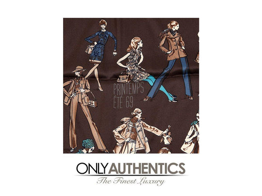 【Special Archives】 70s Hermes goat Hermès Brown Printemps Ete 69- Automne Hiver 70 Silk Scarf – Only