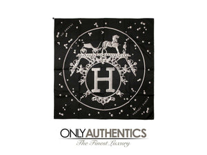 Hermès Black VIF Argent 90cm Silk Scarf - Only Authentics