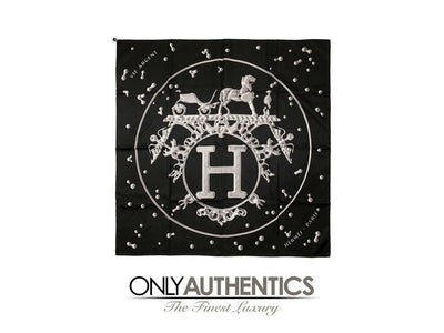 Hermès Black VIF Argent 90cm Silk Scarf - Only Authentics