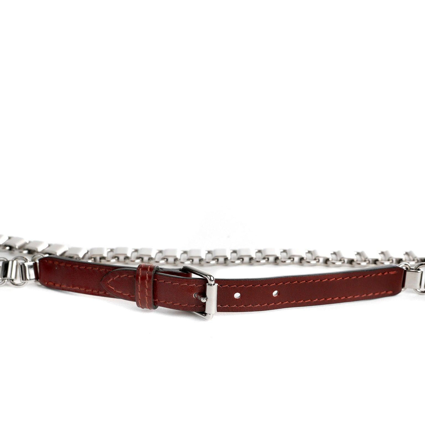 Hermès Palladium Chain and Bordeaux Swift Leather Belt size 80 - Only Authentics