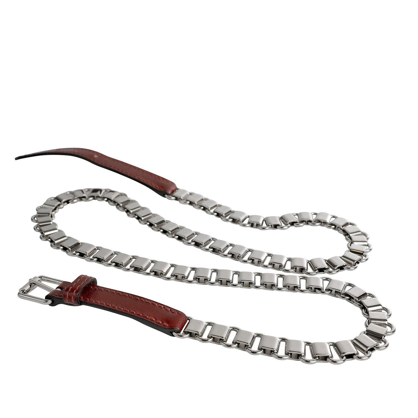 Hermès Palladium Chain and Bordeaux Swift Leather Belt size 80 - Only Authentics