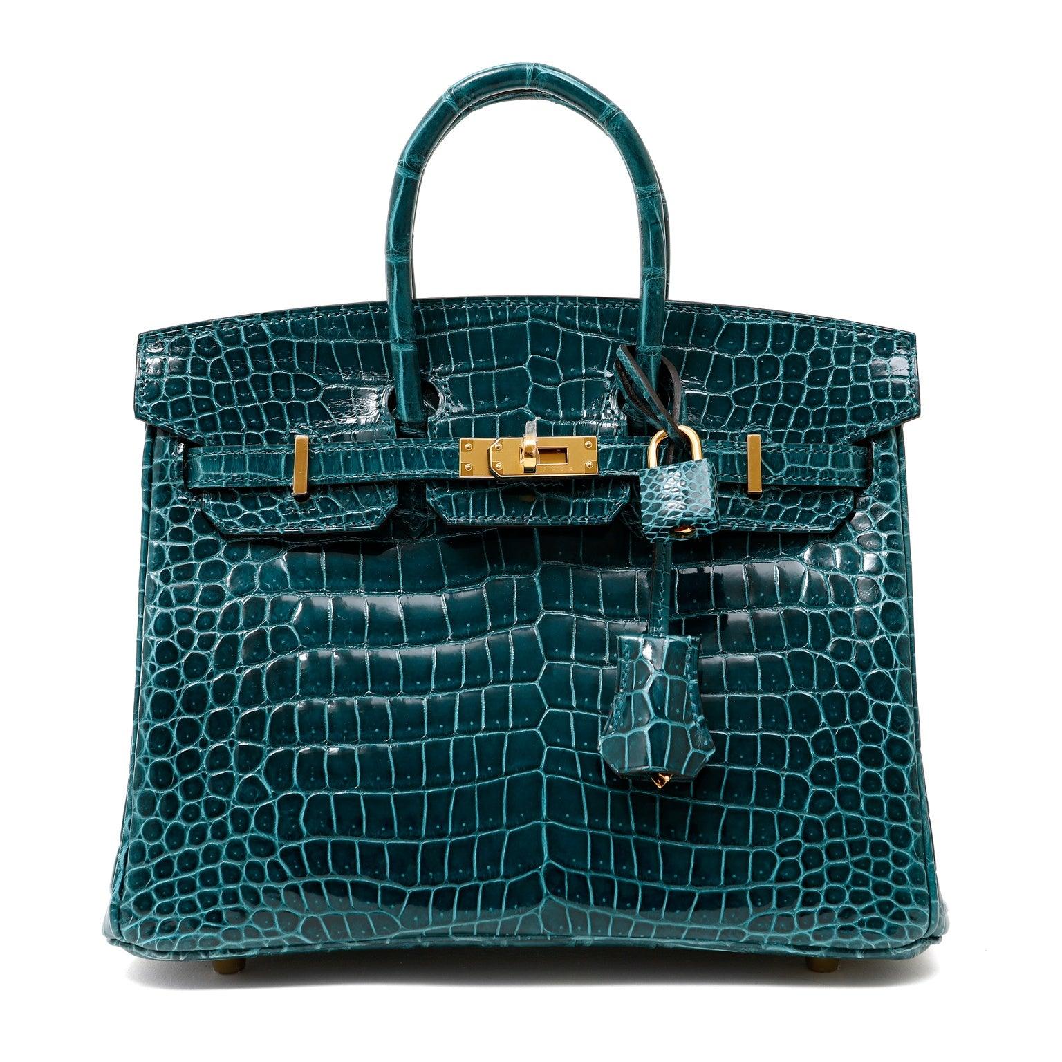 Hermès 25cm Vert Biosphere Croc Birkin W/ Gold Hardware - Only Authentics