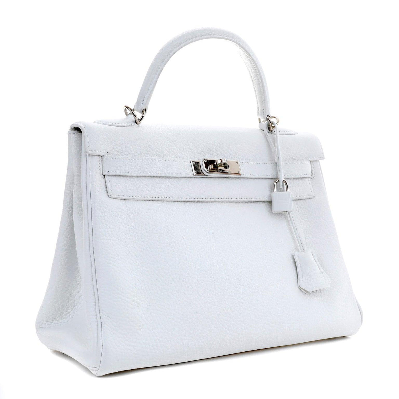 Hermès 32cm White Togo Kelly  Palladium Hardware - Only Authentics
