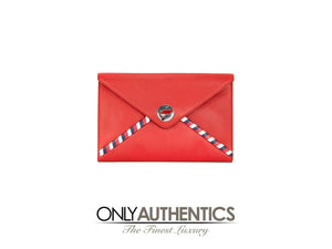 Chanel Red Lambskin Airlines Envelope Clutch - Only Authentics