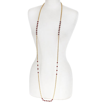 Chanel Beaded Red Gripoix and Pearl Sautoir Necklace - Only Authentics