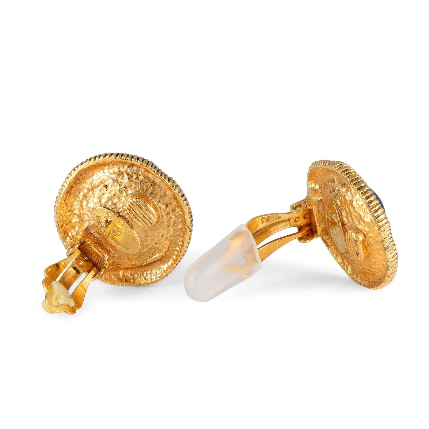 Chanel Blue Gripoix Gold Earrings - Only Authentics