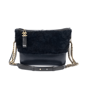 Chanel Navy Shearling Fur and Leather Gabrielle Bag - Only Authentics