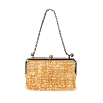 Chanel Gold Tweed Couture Collection Mini Clutch with Chain - Only Authentics