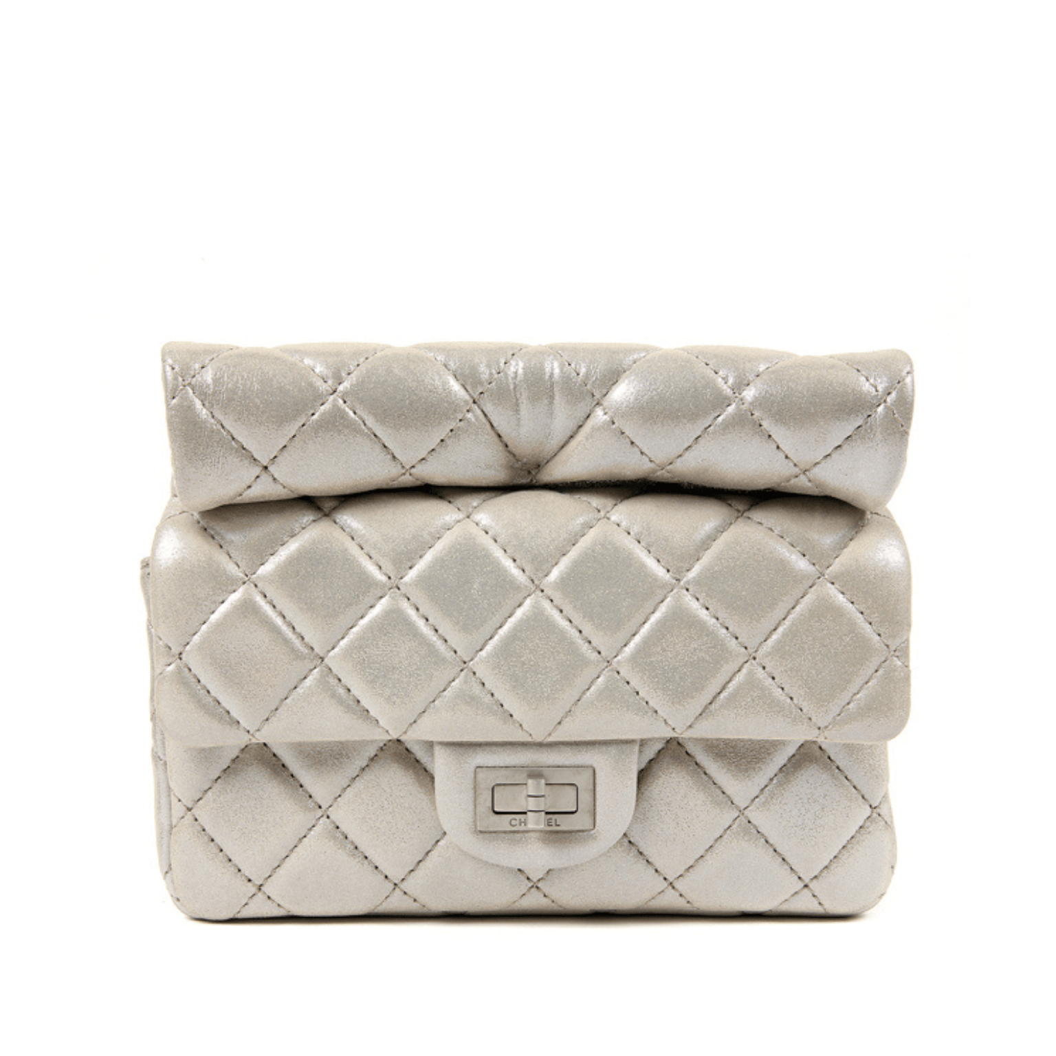 Chanel Silver Gold Leather Roll Handle Reissue Clutch – Only Authentics