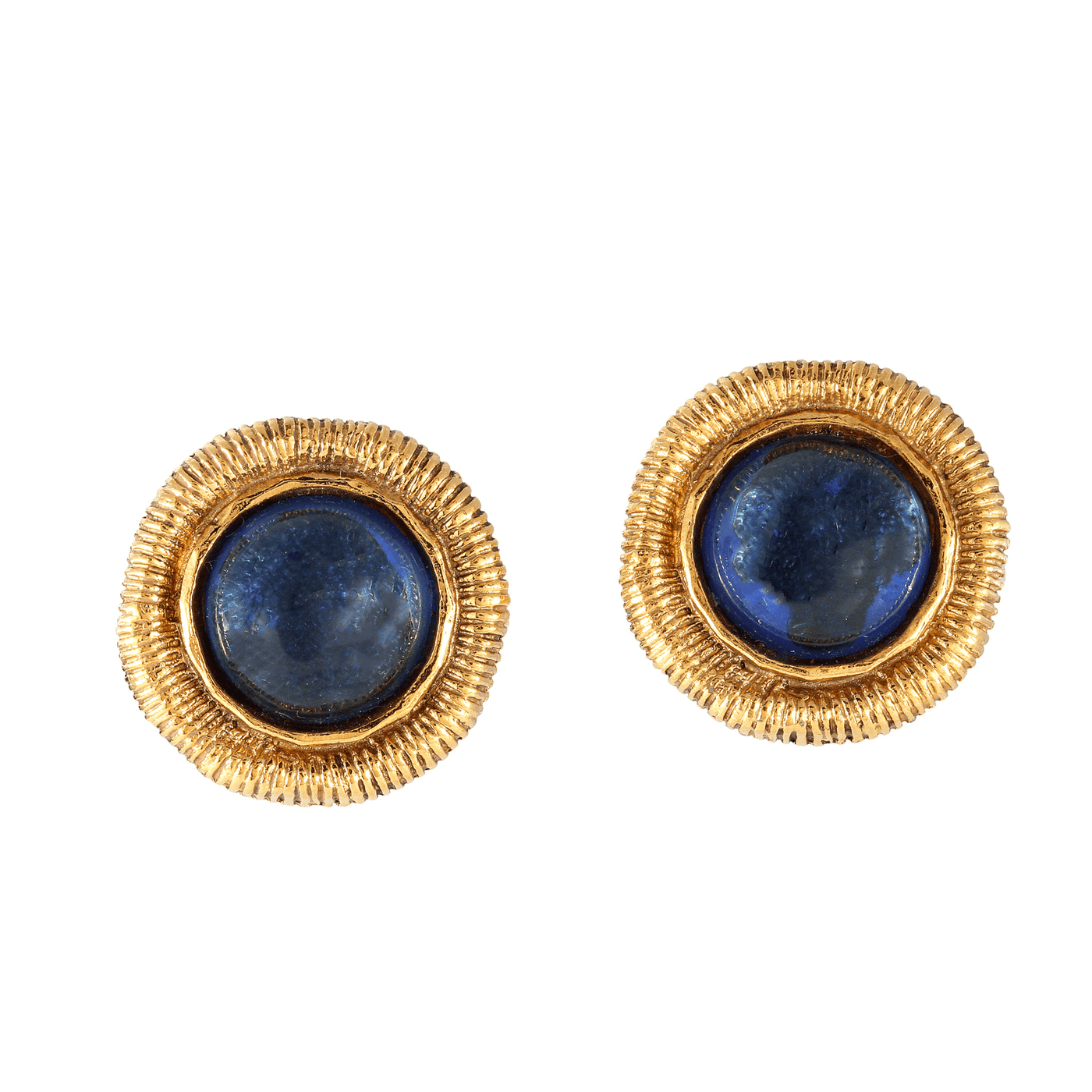 Chanel Blue Gripoix Gold Earrings - Only Authentics