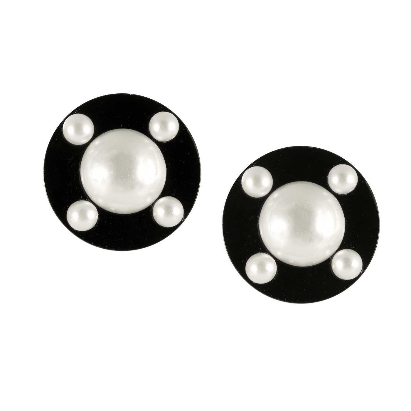 Chanel Black Resin and Pearl Earrings - Only Authentics